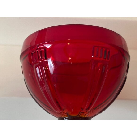 3 Vintage Ruby Red Glass Wine Goblet Glass Chrome Stem Replacement - Picture 5 of 9